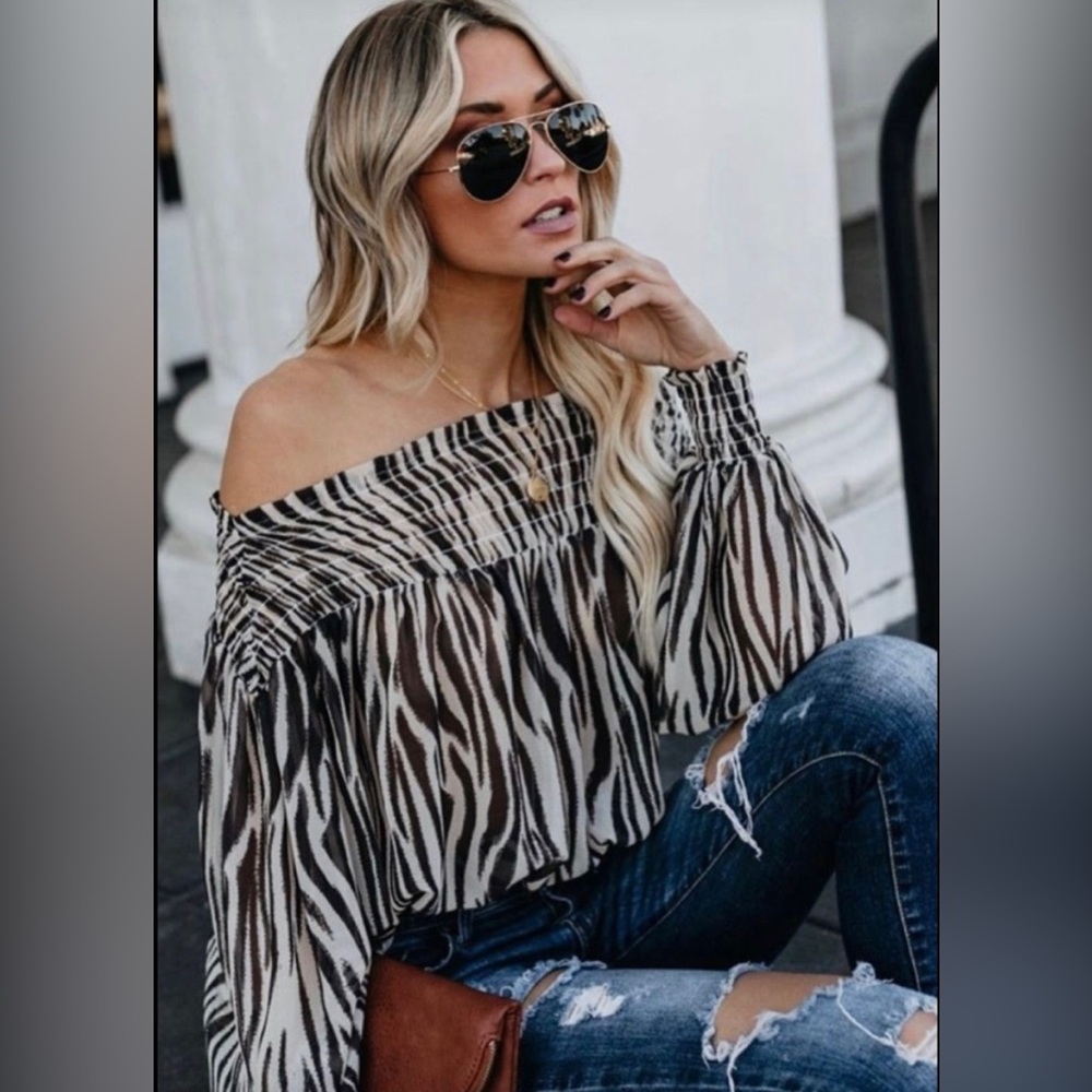 VICI Smocked Off The Shoulder Top